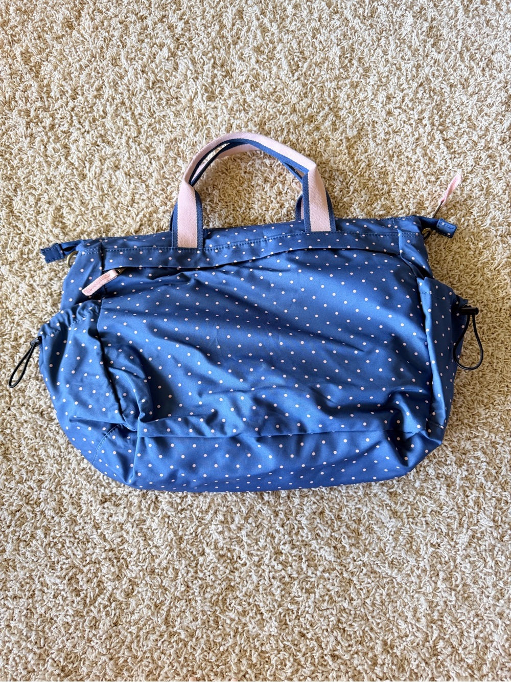 Matilda Jane Navy Polka Dot Tote with Pink Handles